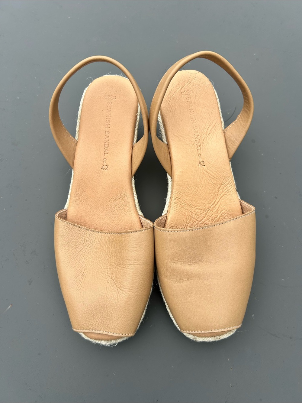 Leather Slingback Espadrille Sandals in Tan